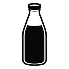 Vector art of a classic milk bottle silhouette isolated on white background, perfect for a vintage design