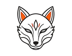 Fototapeta premium Simple white fox head, stylized