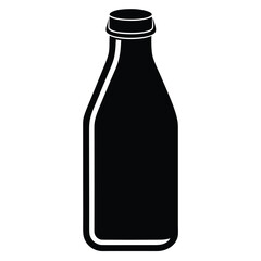 Vector art of a black milk bottle silhouette isolated on white background, perfect for a modern design