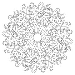 floral mandala flower intricate garden relaxing adult coloring page	
