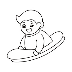 Happy Child on Sled Printable Coloring Page