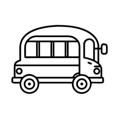 Simple School Bus Icon Line Art Vector Outline Drawing for Education or Travel