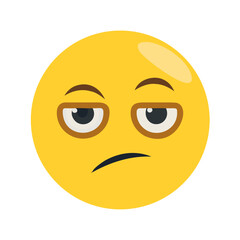 Bored and Uninterested Face Emoji Icon with Rolling Eyes and Sarcastic Expression Vector