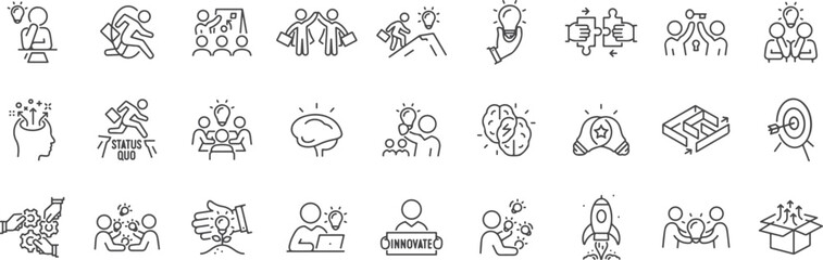 Business People and Presentation Icons – Meeting, Report, Strategy, Speaker, Analysis, HR, Corporate, Discussion
