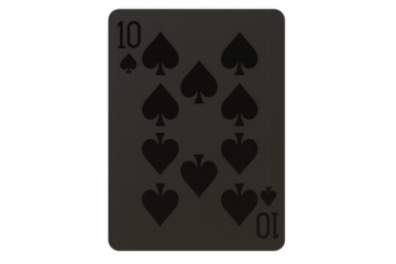 Playing card showing the ten of spades on a transparent background, perfect for any game or gambling related project