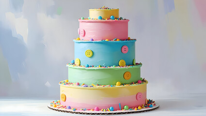 wedding cake with candles and flowers