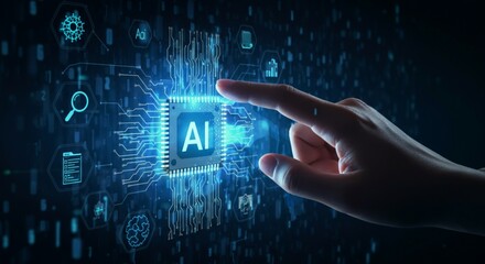 Artificial Intelligence Technology Interface with Digital Touch Interaction.