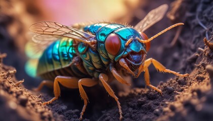 Cicada larvae are living in underground burrows.
