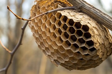 Hornet Nest Texture with Abstract Natural Honeycomb Pattern