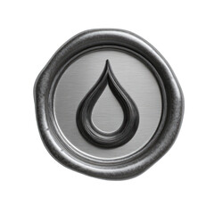 Metallic wax seal with a stylized water drop