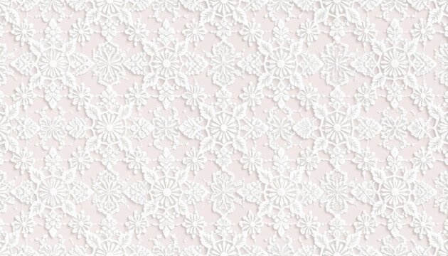 Exquisite white lace fabric with intricate floral pattern for elegant designs.