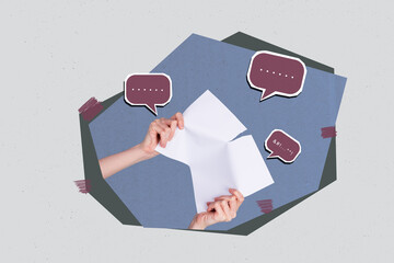 Banner image of person hands hold paper with mind cloud on blue background