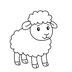 Sheep animal mammal ilustration for colouring book