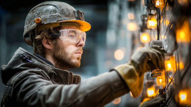 An electrician working on the power grid
