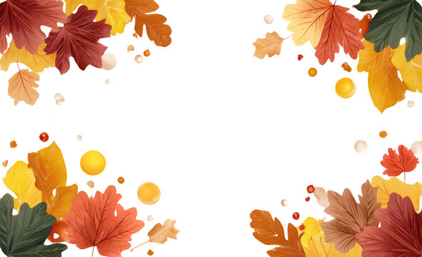 Autumn leaves border on a black background.  Falling leaves in various autumn colors (reds, oranges, yellows, browns, greens) surround a central black area. 