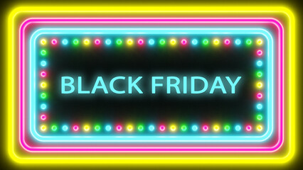 Filmato. Illustrazione 3D.  Avviso. Pubblicità. Affari. Insegna luminosa testo  BLACK FRIDAY © massimo_g