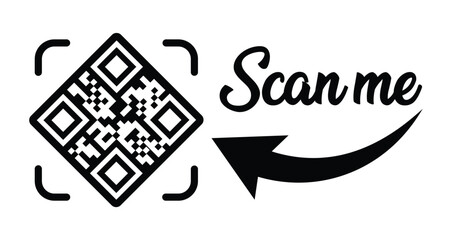 QR code scan icon set. Scan me frame. QR code scan for smartphone. QR code for mobile app, payment and identification. Vector illustration.