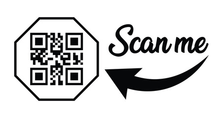 QR code scan icon set. Scan me frame. QR code scan for smartphone. QR code for mobile app, payment and identification. Vector illustration.
