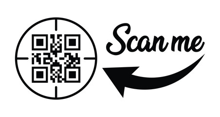 QR code scan icon set. Scan me frame. QR code scan for smartphone. QR code for mobile app, payment and identification. Vector illustration.