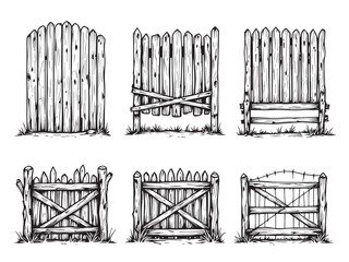 old wooden fence clear vision simple line art