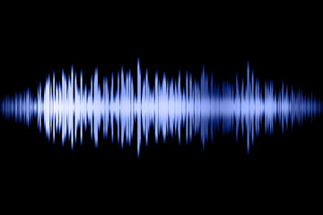 Blue audio waveform visualization on a black background