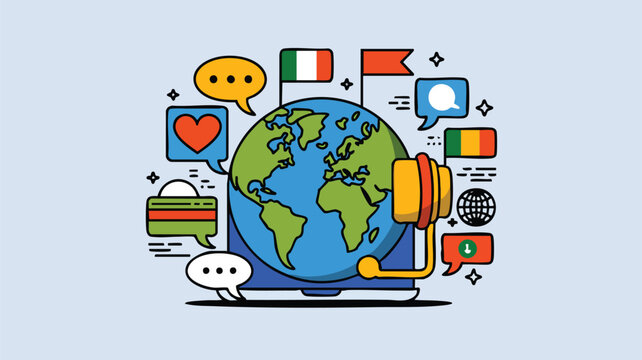 AI Generate Global Communication Concept Illustrating Worldwide Dialogue Connection Across Borders Promoting Digital Interaction in a Universal Realm