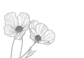 A continuous one-line drawing of two flowers, simple vector illustration