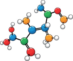 Obraz premium Vibrant and Colorful Molecular Structure Illustration Featuring Interconnected Atoms and Chemical Bonds on a Clean White Background for Scientific and Educational Concepts.
