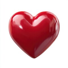 Nice photo of shiny red heart with smooth, glossy texture isolated on white transparent background, symbol of love, passion and romance concept of Valentine Day.