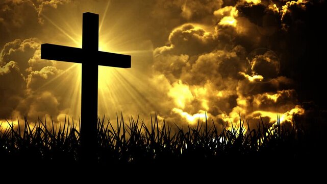 Christian Worship and Prayer based animation with Holy Cross background loop in 4K HD resolution. Useful for christian, church, spiritual, prayer based concepts.