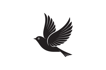 Minimalist Flying Bird Silhouette Vector Clipart Design