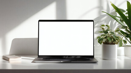 Minimalist Laptop Workspace Sunny
