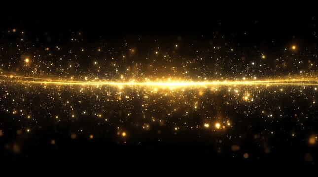 黒背景に流れるキラキラした光の粒子と星のような輝きのループアニメーション｜光,粒子,流れ,キラキラ,テクノロジー,未来感,スピード,動き