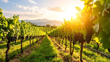 Naklejka premium Vineyard at sunset (3)