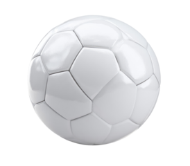 A perfectly round, white soccer ball.  It's smooth and glossy, with distinct, hexagonal panels