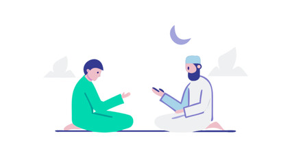 Obraz premium Muslim prayer dua islamic illustration ramadan kareem eid mubarak religious worship faith tradition culture