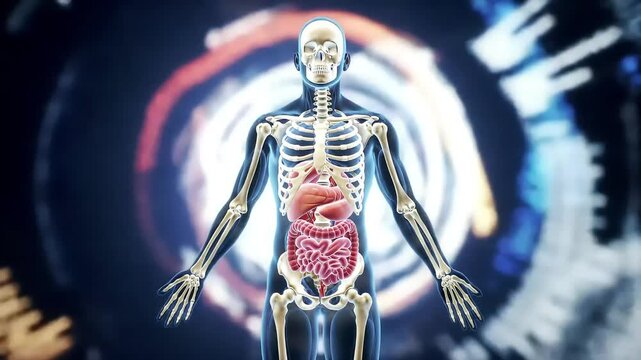 3D Human Anatomy, Digestive System, Abstract Background, Medical Illustration
