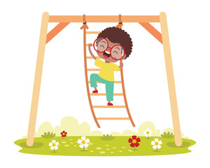 Cartoon Kid Plating At Park