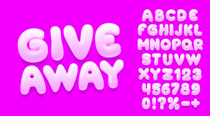 Giveaway font. English alphabet and numbers sign. Vector illustration