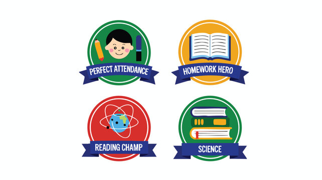 AI Generate Student Achievement Badges for Exemplary Performance Emblems Education Illustrations Iconography Awards Recognition Certificates