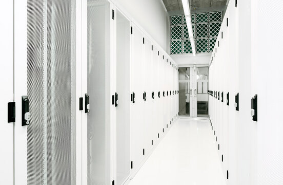 Modern data network server room