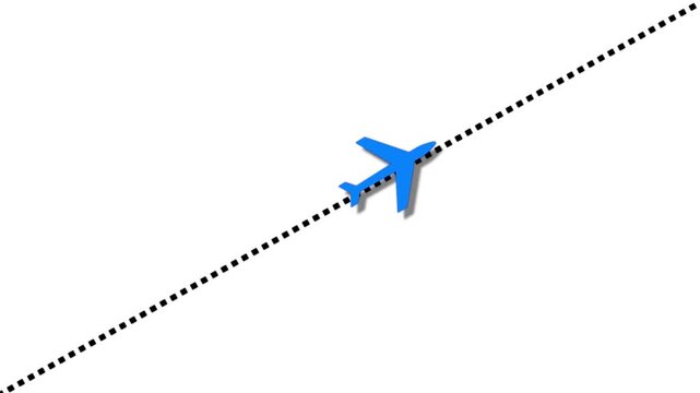 Airplane line path icon of air plane flight route with start point and dash line trace. Airplane icon vector design Logo Template.