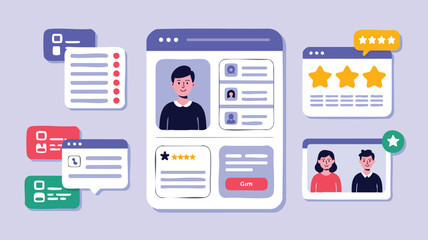 AI Generate User Interface Illustration For Online Reviews Positive Feedback System UX Interface Design Elements For Website