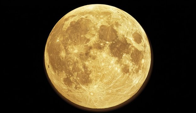 Full golden moon against black void