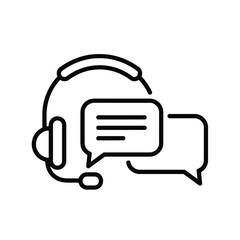 Vector illustration of headset with microphone and speech bubbles icon