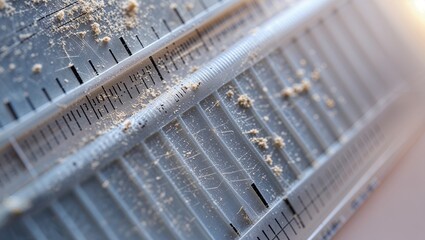 Textured Surface of a Plastic Ruler with Molded Measurement Grooves background