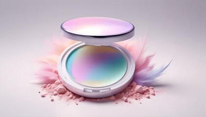 Translucent compact powder texture with loose edges isolated on white background. Cosmetic product swatch