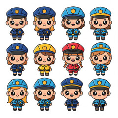 Cute Cartoon Children Characters – Diverse Outfits and Expressions in Flat Style
