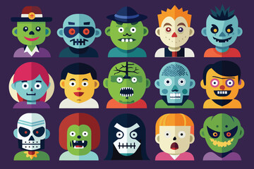 set of cartoon monsters