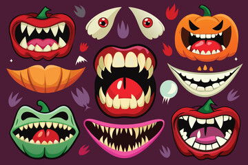 set of halloween pumpkins